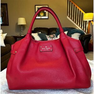 Kate Spade Fuchsia Leather Large Shoulder Bag Double Handles Casual